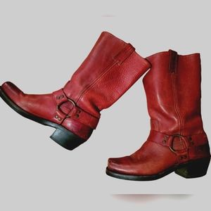 RARE FRYE Nevada Red 12R Harness Boots Size 8  ♥️